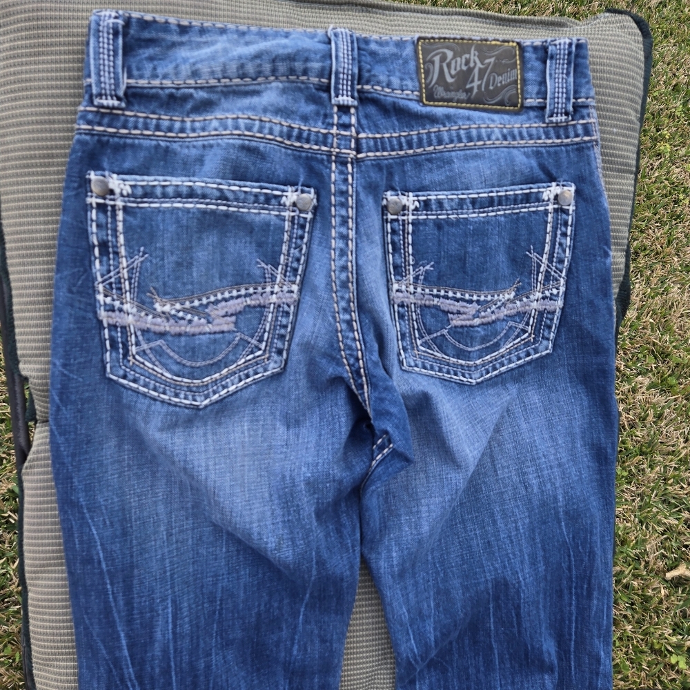 Wrangler Rock 47 Denim Mens Jeans Slim Boot 30x30 - Picture 6 of 9